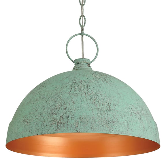 Golden Lighting 0318-L GP Lincoln 17" Wide Outdoor Pendant - Green