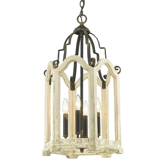 Golden Lighting 0832-4P ABI Octavia 4 Light Ceiling Pendant, Antique Black Iron