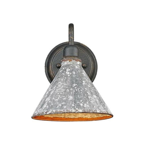 Golden Lighting 0877-1W ABI-GV Jasper 1-Light Wall Sconce in Antique Black Iron with Galvanized Steel