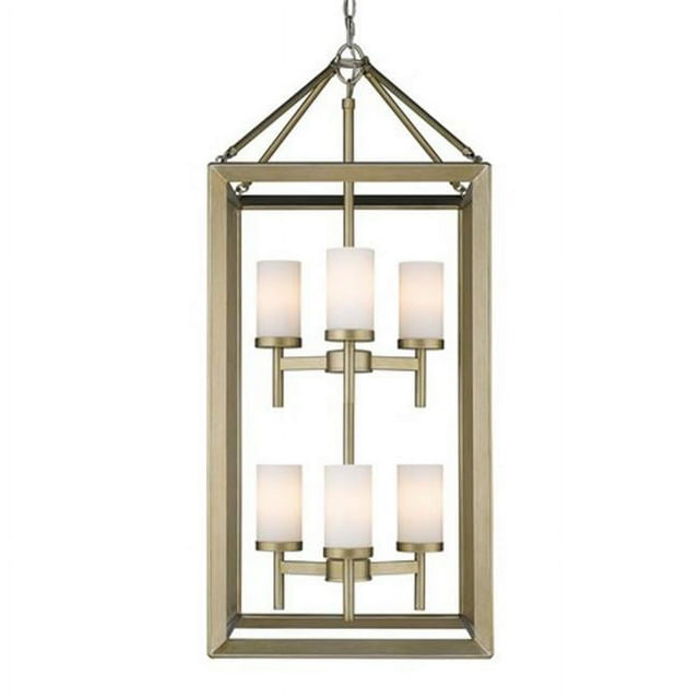 Golden Lighting Smyth 6 Light Pendant, White Gold - 2073-6PWG-OP