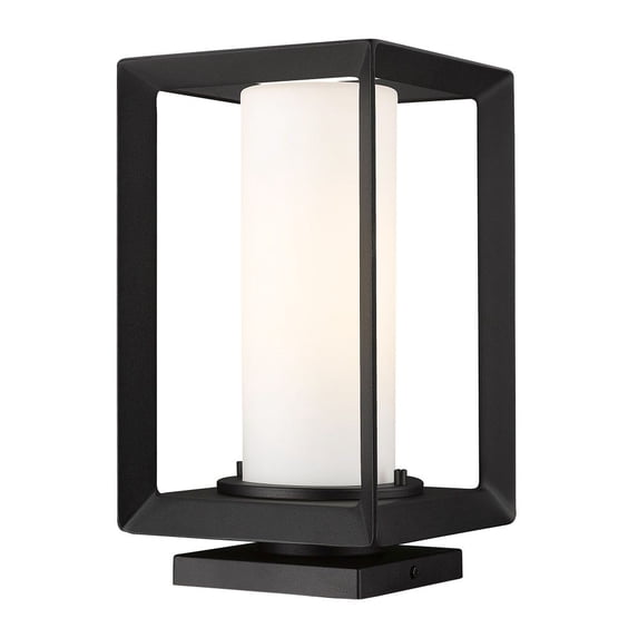 2073-OPR NB-OP-Golden Lighting-Smyth - 1 Light Outdoor Pier Mount-13.25 Inches Tall and 7.5 Inches Wide-Natural Black/Opal Finish