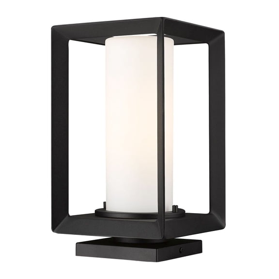 2073-OPR NB-OP-Golden Lighting-Smyth - 1 Light Outdoor Pier Mount-13.25 Inches Tall and 7.5 Inches Wide-Natural Black/Opal Finish
