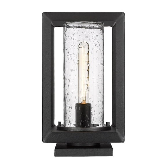 2073-OPR NB-SD-Golden Lighting-Smyth - 1 Light Outdoor Pier Mount-13.25 Inches Tall and 7.5 Inches Wide-Natural Black/Seeded Finish