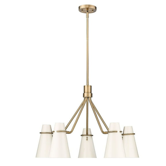 Golden Lighting Reeva 5-light Chandelier in Modern Brass and Glossy Ecru shade