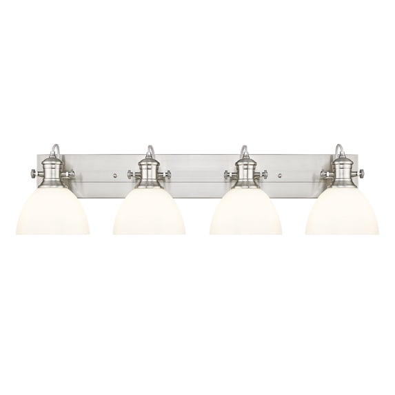 Yep by Golden Lighting Hines 4-light Vanity in Pewter and Opal Glass