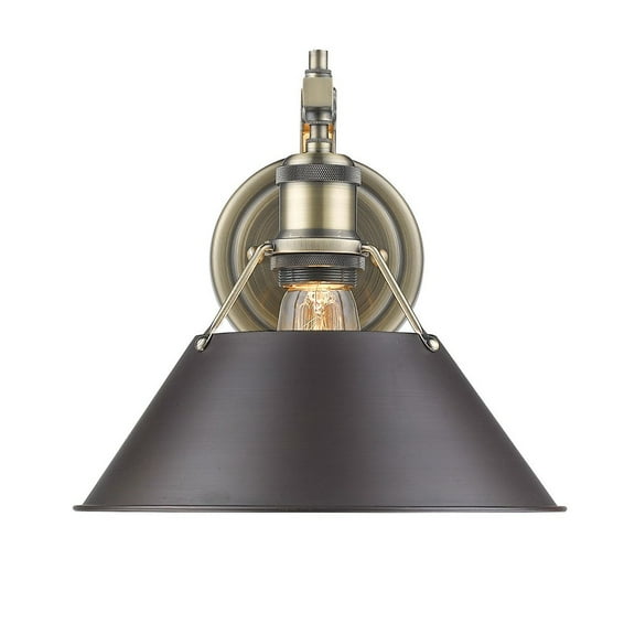 Yep by Golden Lighting Orwell 1-light Wall Sconce in Aged Brass and Rubbed Bronze shade