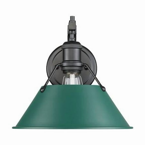 Yep by Golden Lighting Orwell 1-light Wall Sconce in Matte Black and Pine Green shade