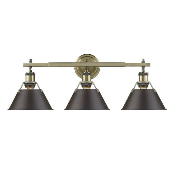 Yep by Golden Lighting Orwell 3-light Vanity in Aged Brass and Rubbed Bronze shade