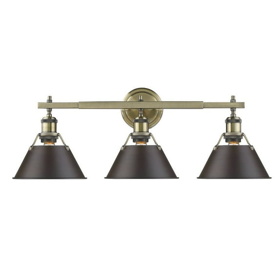 Yep by Golden Lighting Orwell 3-light Vanity in Aged Brass and Rubbed Bronze shade
