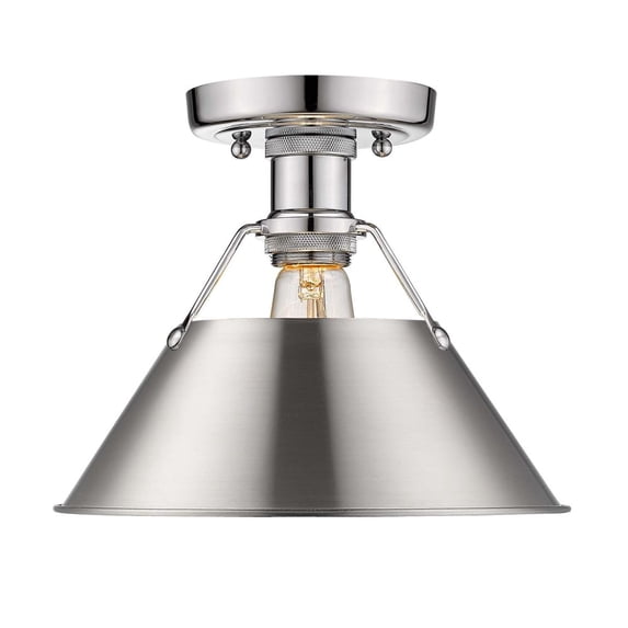 Yep by Golden Lighting Orwell 1-light Flush Mount in Chrome and Pewter shade