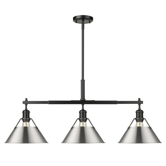 Yep by Golden Lighting Orwell 3-light Island Light in Matte Black and Pewter shade