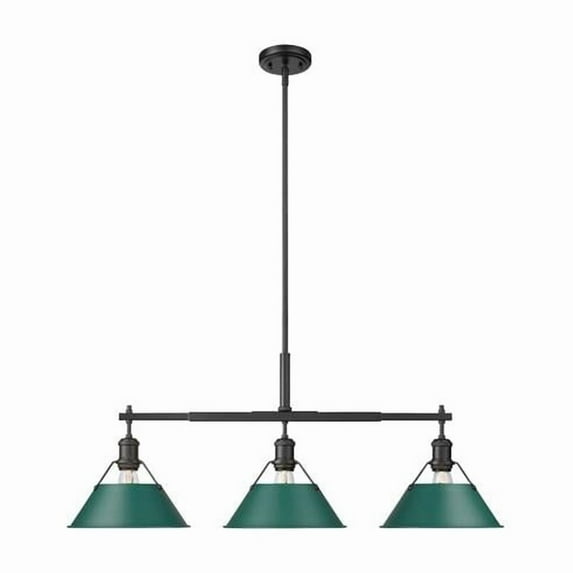 Yep by Golden Lighting Orwell 3-light Island Light in Matte Black and Pine Green shade