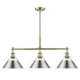 thumbnail image 1 of Yep by Golden Lighting Orwell 3-light Island Light in Aged Brass and Pewter shade, 1 of 3