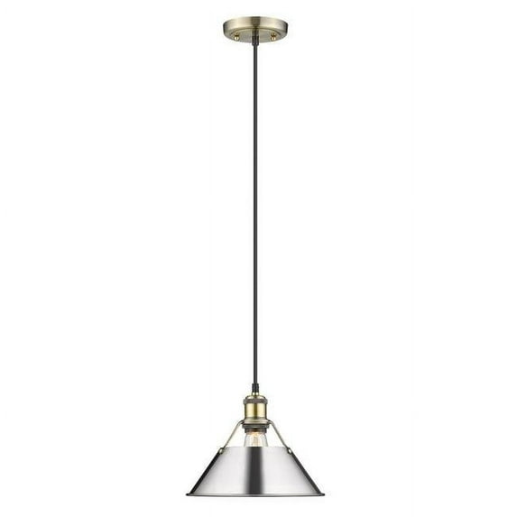 Yep by Golden Lighting Orwell 1-light 10in Pendant in Aged Brass and Chrome shade