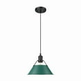 thumbnail image 1 of Yep by Golden Lighting Orwell 1-light 10in Pendant in Matte Black and Pine Green shade, 1 of 6