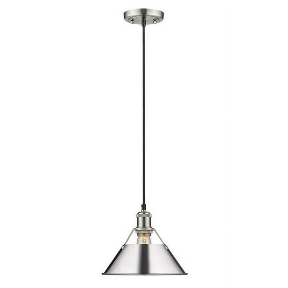 Yep by Golden Lighting Orwell 1-light 10in Pendant in Pewter and Chrome shade