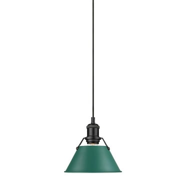 Golden Lighting 3306-S Orwell 8" Wide Mini Pendant - Matte Black / Pine Green Shades