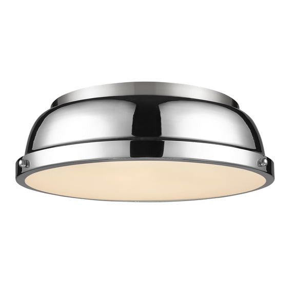 Golden Lighting 3602-14 Duncan 14" Wide Flush Mount Ceiling Fixture - Pewter / Chrome
