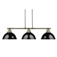 thumbnail image 1 of Golden Lighting 3602-3LP AB-BK Duncan Linear Pendant Light, Aged Brass, 1 of 7