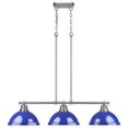 thumbnail image 1 of Golden Lighting Duncan - Three Light Linear Pendant, Shade Options: Blue, 1 of 10