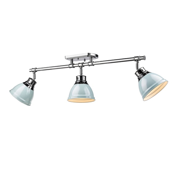 Golden Lighting-3602-3SF CH-SF-Duncan - Three Light Semi-Flush Mount Track Light Seafoam Glass