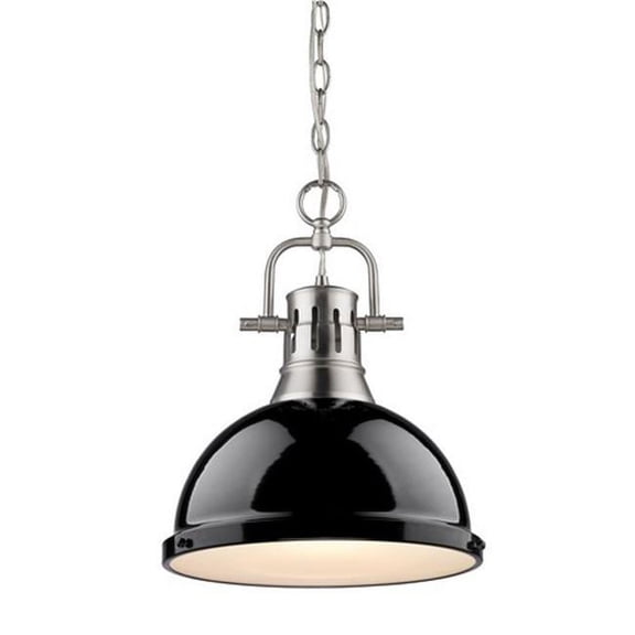 Golden Lighting 3602-L-Pw Duncan 1 Light 14" Wide Pendant - Black