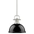 thumbnail image 1 of Golden Lighting-3604-L PW-BK-Duncan - One Light Rod Pendant Black Glass Pewter Finish, 1 of 7