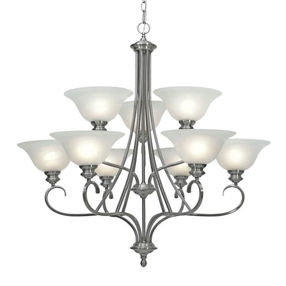 Golden Lighting 6005-9 PW Lancaster Two Tier Chandelier, Pewter Finish