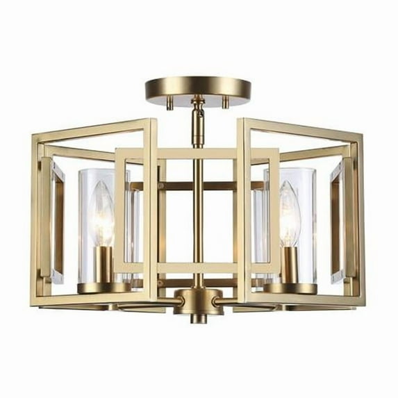 Golden Lighting 6068-FM BCB Marco 4-Light Flush Mount in Brushed Champagne Bronze with Clear Glass