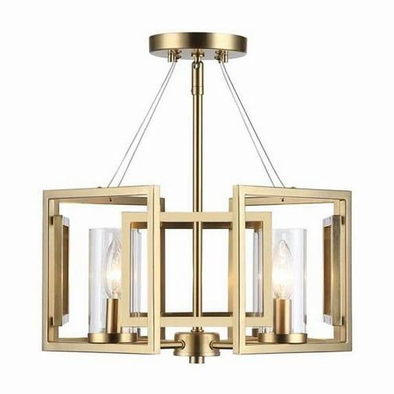 Golden Lighting 6068-SF BCB Marco 4-Light Semi-Flush Mount in Brushed Champagne Bronze with Clear Glass