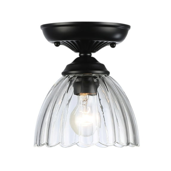 Golden Lighting 6952-Sf7 Clr Audra 7" Wide Semi-Flush Ceiling Fixture - Black