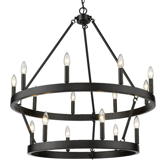 Golden Lighting Alastair 15-light 2-tier Chandelier (9+6) in Matte Black