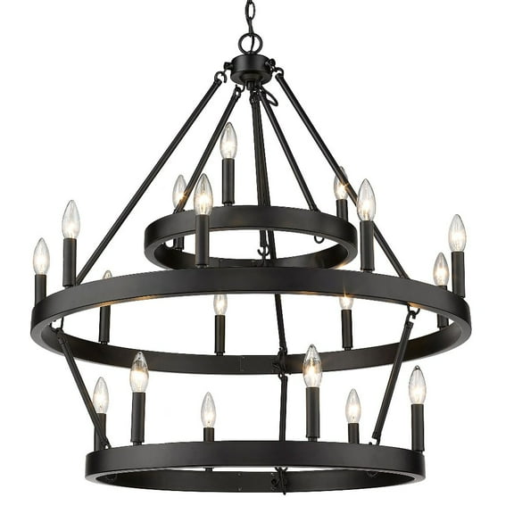 Golden Lighting Alastair Metal 3-Tier 18-Light Chandelier in Matte Black