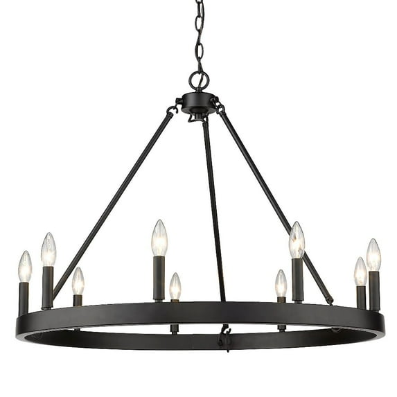 Golden Lighting Alastair Metal 9-Light Chandelier in Matte Black