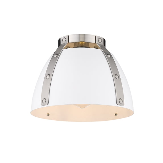 Golden Lighting Aldrich Flush Mount in Pewter Matte White
