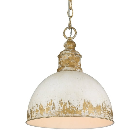 Golden Lighting Alison 1-light Pendant in Vintage Gold and Antique Ivory shade