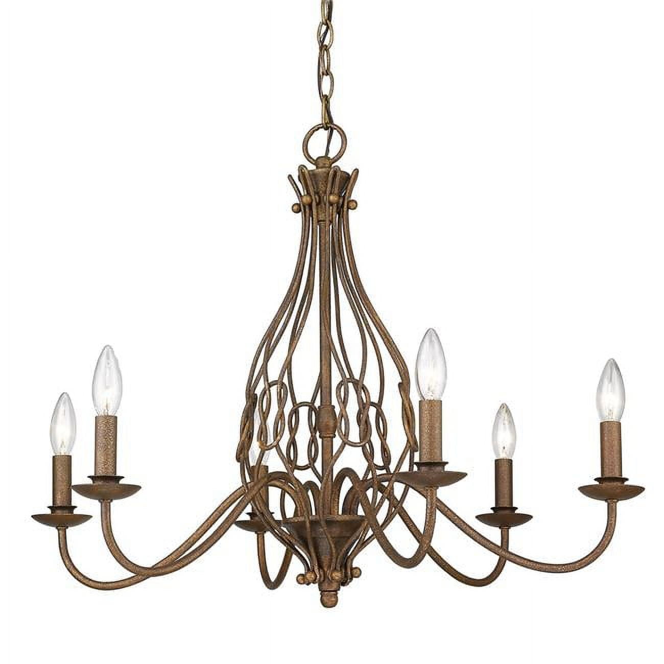 Burnished Chestnut 6-Light Bronze Cage Chandelier