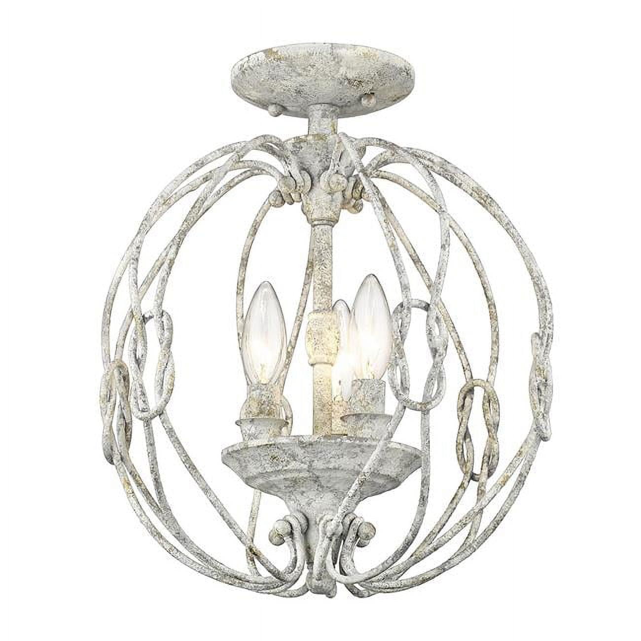 Oyster White Steel Globe Semi-Flush Light Fixture