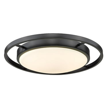 Golden Lighting Astra 17" Flush Mount in Matte Black with Opal Glass