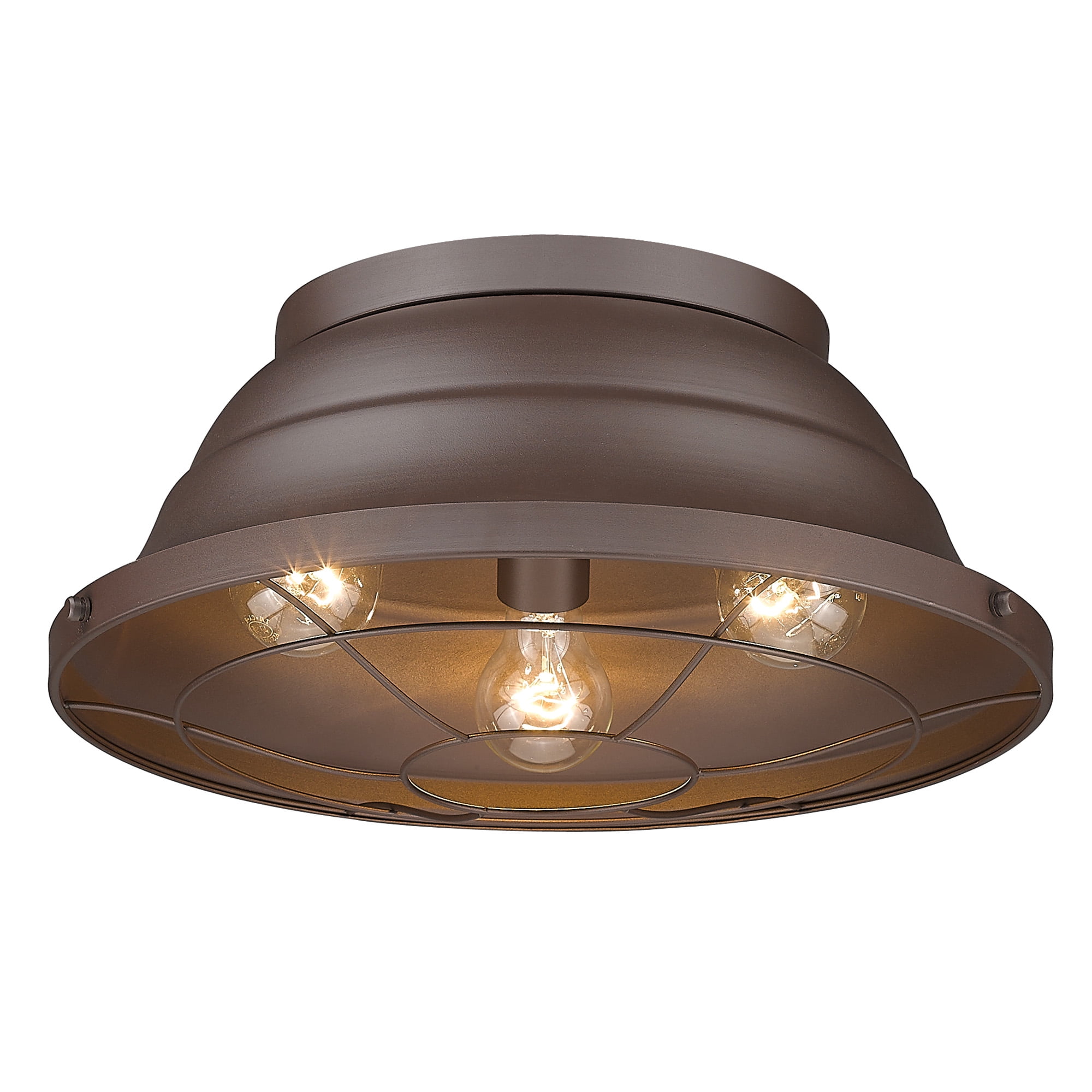 Bartlett Vintage-Casual Textured Bronze 3-Light Outdoor Flush Mount