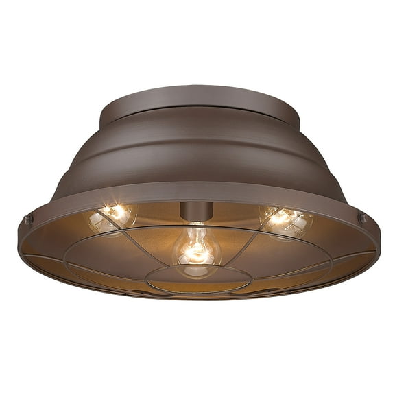 Golden Lighting Bartlett 3-light Outdoor Ceiling in Textured Bronze