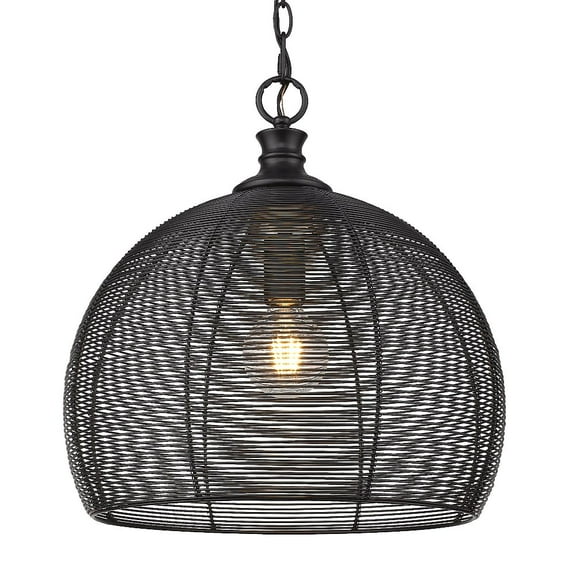 Golden Lighting Calypso 1-light 16in Pendant in Matte Black