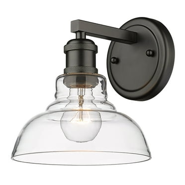 Golden Lighting Carver 1 Light Bath Vanity in Matte Black with Clear Glass Shade