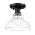 thumbnail image 1 of Yep by Golden Lighting Carver 1-light Flush Mount in Matte Black and Clear Glass, 1 of 2