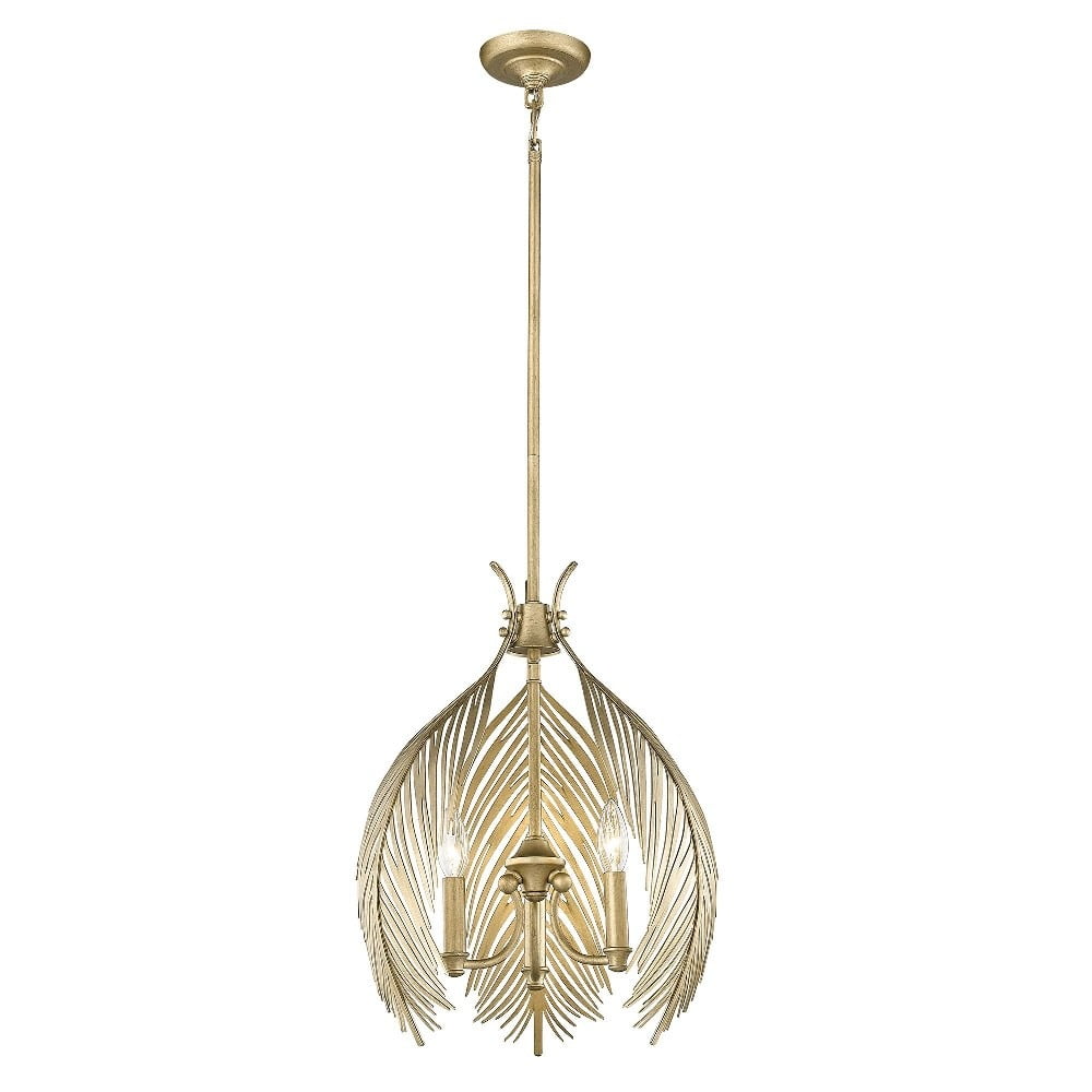 Vintage Fired Gold 3-Light Glass Pendant Lantern