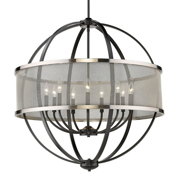 Golden Lighting Colson 9-Light Chandelier in Matte Black with Pewter