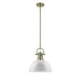 thumbnail image 1 of Yep by Golden Lighting Duncan 1-light 14in Rod Hung Pendant in Aged Brass and White shade, 1 of 7