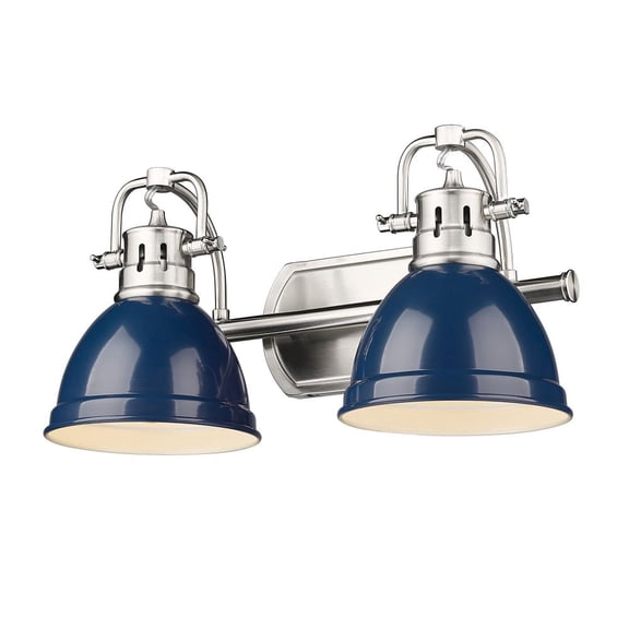 Yep by Golden Lighting Duncan 2-light Vanity in Pewter and Navy Blue shade