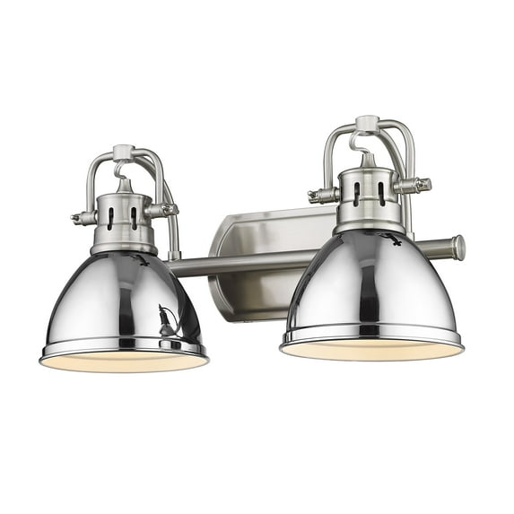 Yep by Golden Lighting Duncan 2-light Vanity in Pewter and Chrome shade