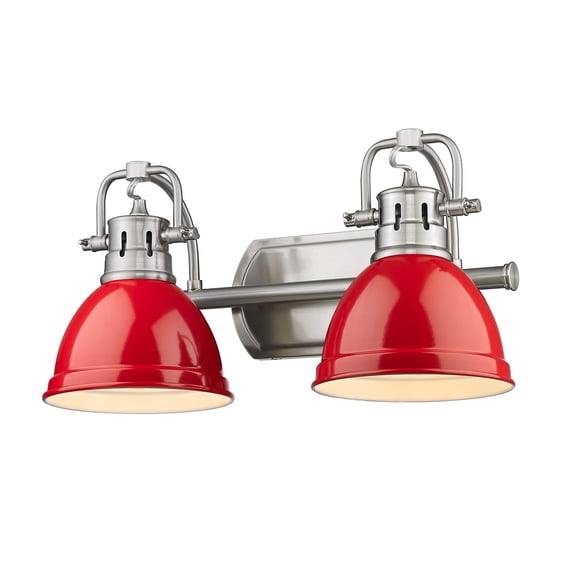 Golden Lighting Duncan 2-Light Contemporary Metal Bath Vanity in Pewter/Red